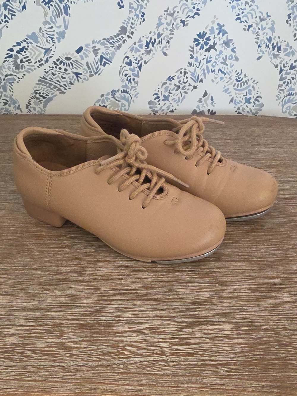 Tan Girl's Lace-Up Tap Shoes